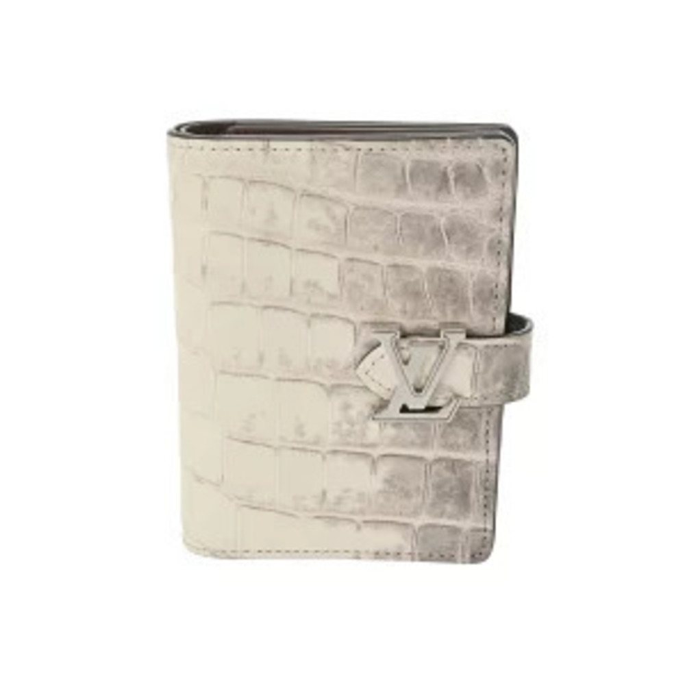 Louis Vuitton LV Vertical Wallet Compact Sahara Crocodile Bi fold